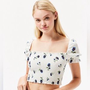 Lottie Moss square neck smocked top